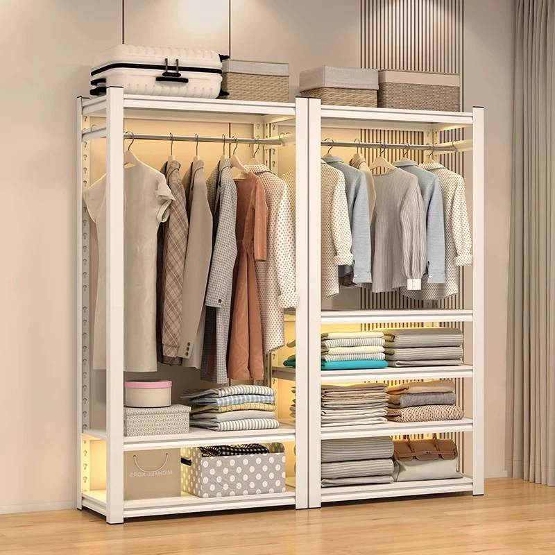 Полки шкаф вешалка простая открытая спальня от пола до пола вешалка для вешалки для квартиры diy металлические полки