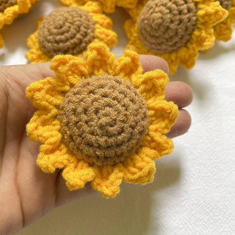 своими руками ручная работа голова цветка подсолнечника вязаная крючком готовая вязаная подвеска подсолнечника полуфабрикат букет подсолнечника