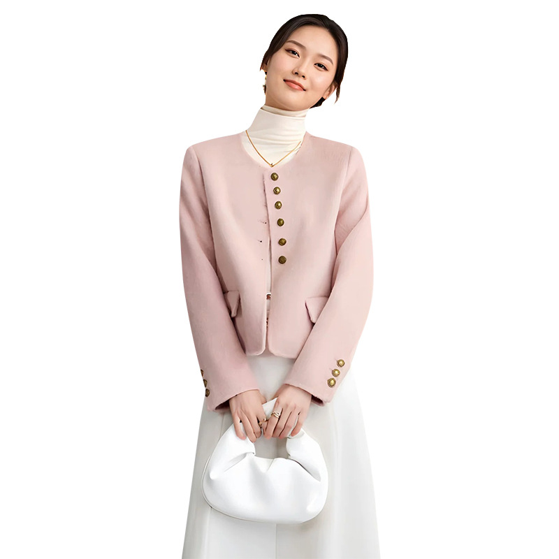Chujiu's New Wool Coat, Elegant Hepburn Style, Double-Sided Wool Cardigan for Petite Figures, Chanel-Inspired Style