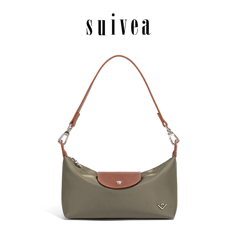 Lightweight and Practical Nylon Baguette Bag for Women, Versatile and Fashionable High-End Underarm Bag, Single Shoulder Crossbody Flap Dragon-Shaped Dumpling Bag