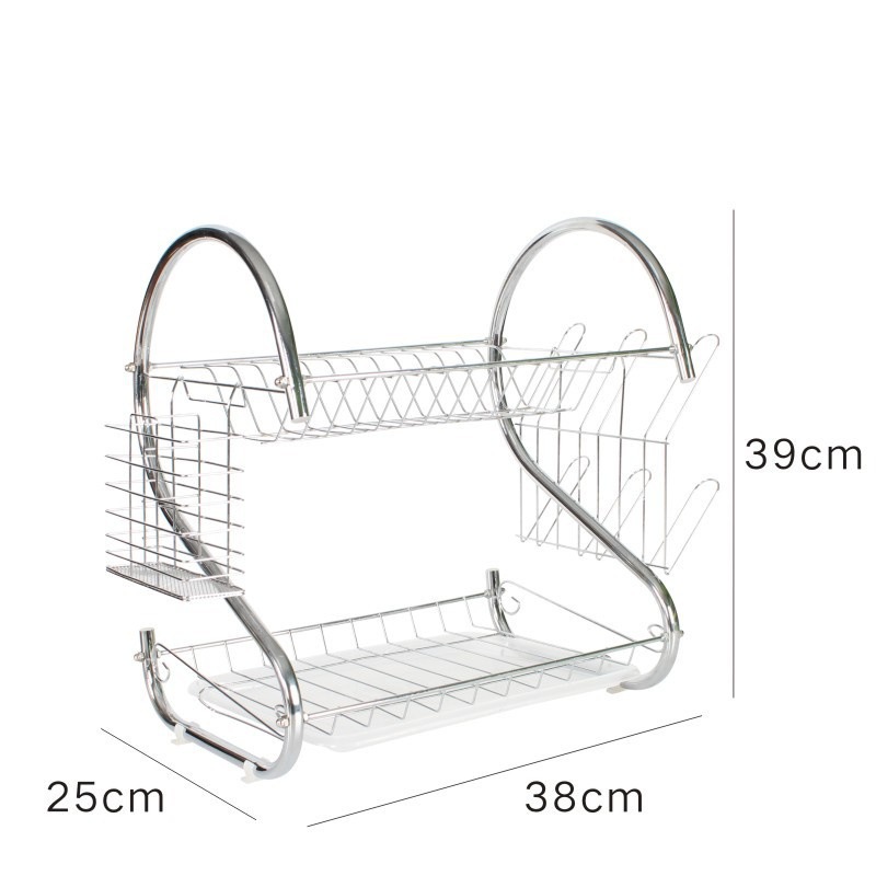Escurridor de Platos Doble Capa Tipo S de Hierro con Soporte para Cuchillos para Encimera de Cocina image 8