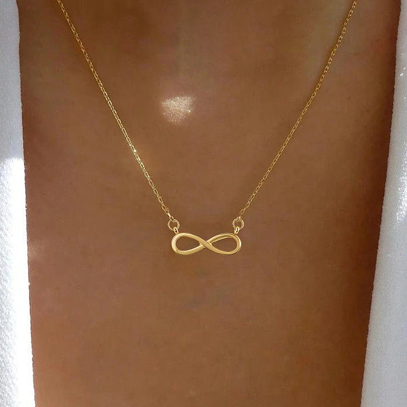 Stainless Steel Cross-Border Hot-Selling Infinity Symbol Figure-Eight Pendant Necklace for Women, Simple and Fashionable Clavicle Chain Jewelry Wholesale