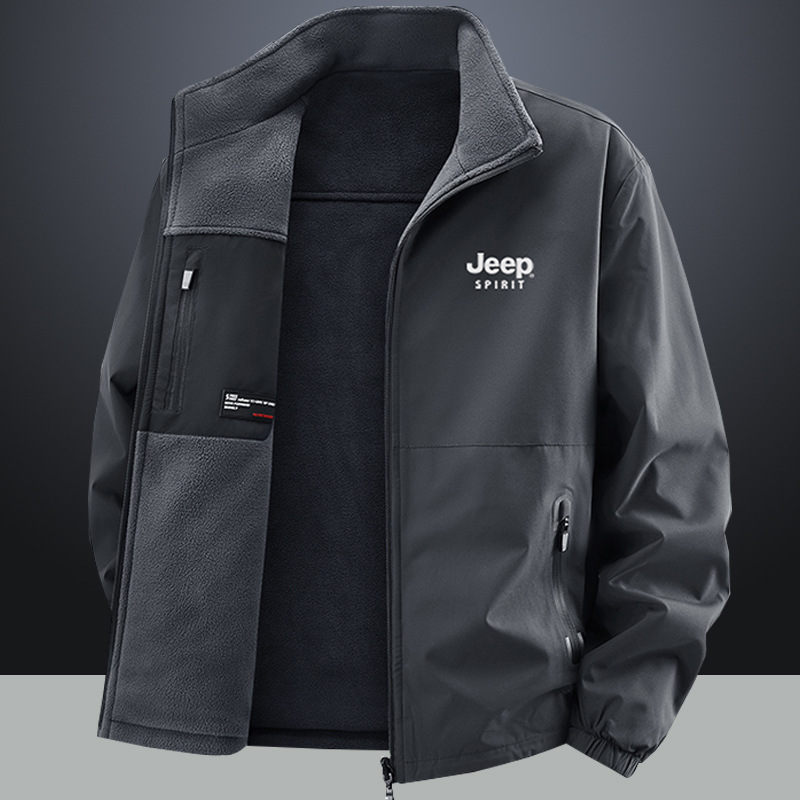 高端双面穿夹克秋冬季多口袋男士外套休闲立领户外防风茄克3355JP