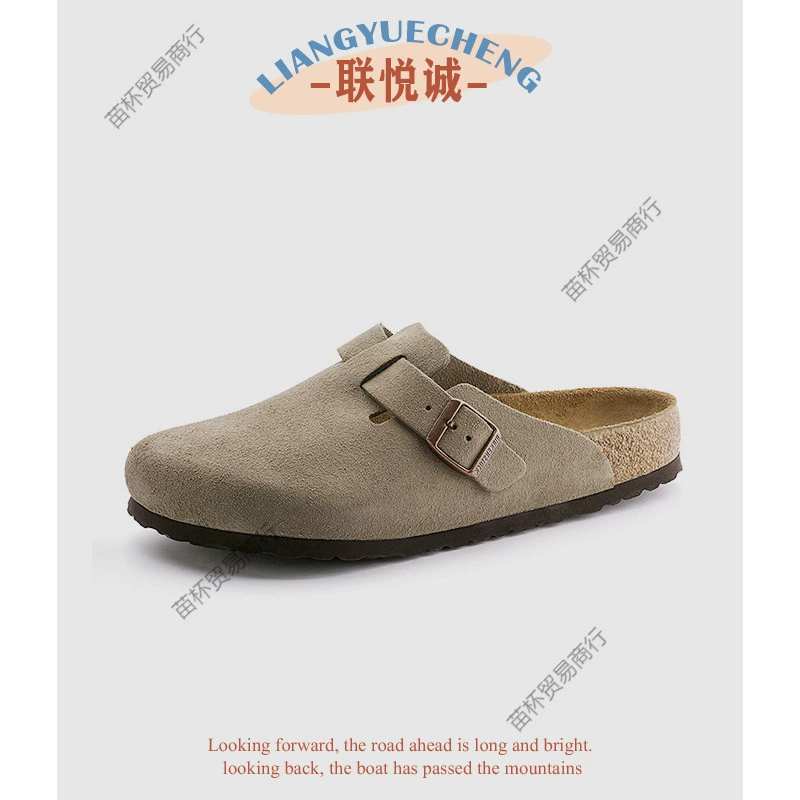 Чистая оригинальная: обувь Birkenstock, тапочки из пробки с носком для мужчин и женщин, модные тапочки на мягкой подошве, повседневные полурезинки Birkenstock для женщин
