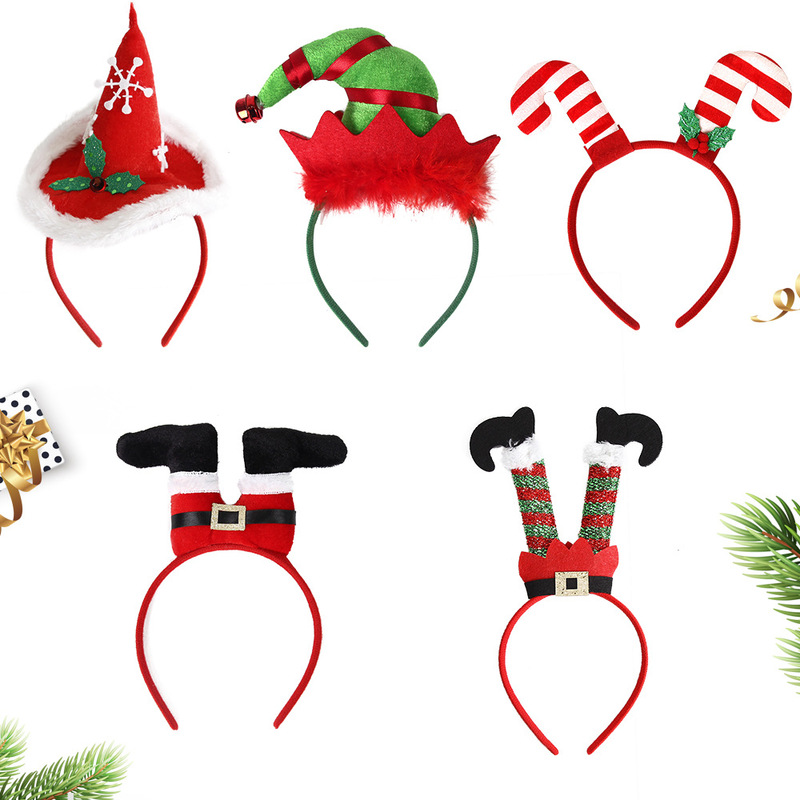 Christmas Headband Christmas Hat Hair Accessories Christmas Adult and Kidsren Party Decorations Three-Dimensional Cartoon Christmas Headband