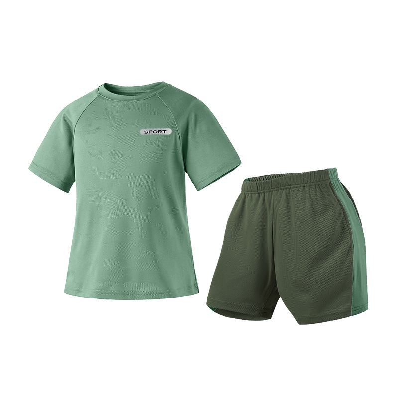 2025 verano nuevo estilo pantalones cortos de manga corta para niños traje de secado rápido de dos piezas de moda casual para niños