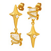 Brand asymmetrical earrings, stone inlay, zirconium, European style, does not fade