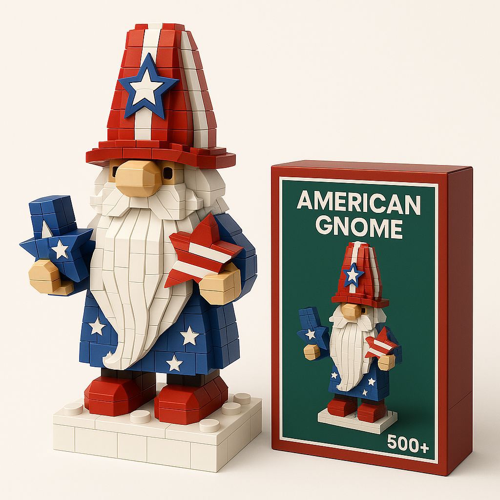Cross-border American Independence Day Elf Block Decorations, Dwarf Toys, Desktop Small Building Blocks_voghion.com