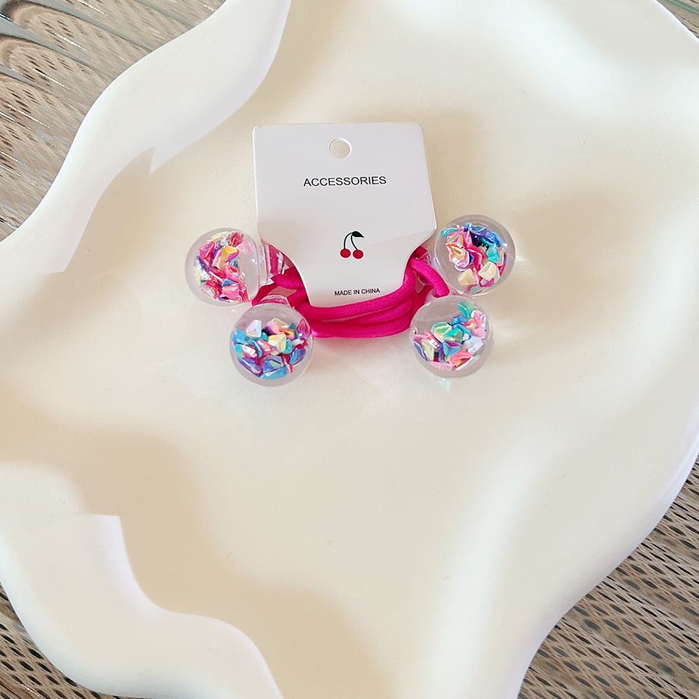 Cuerda de pelo de doble raíz para niños Corea del Sur accesorios para el cabello para niñas Bola de arena movediza banda de goma corbata cabeza de bola cuerda de pelo de cola de caballo