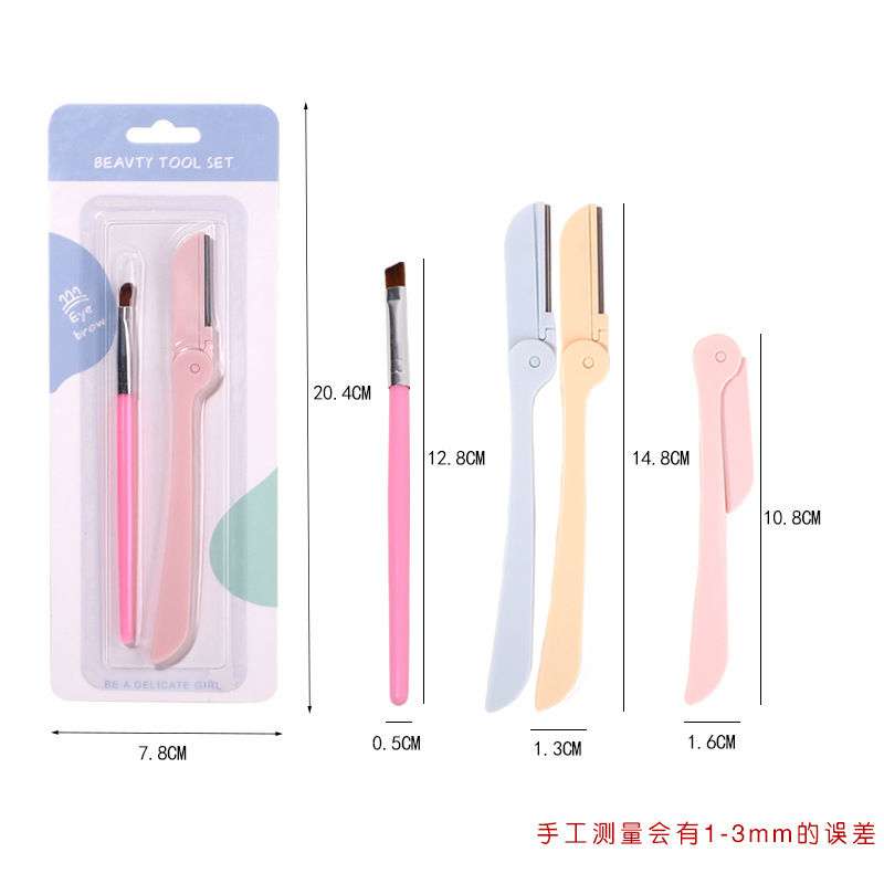 Set de afeitado de cejas con brocha, cuchilla y herramientas de maquillaje