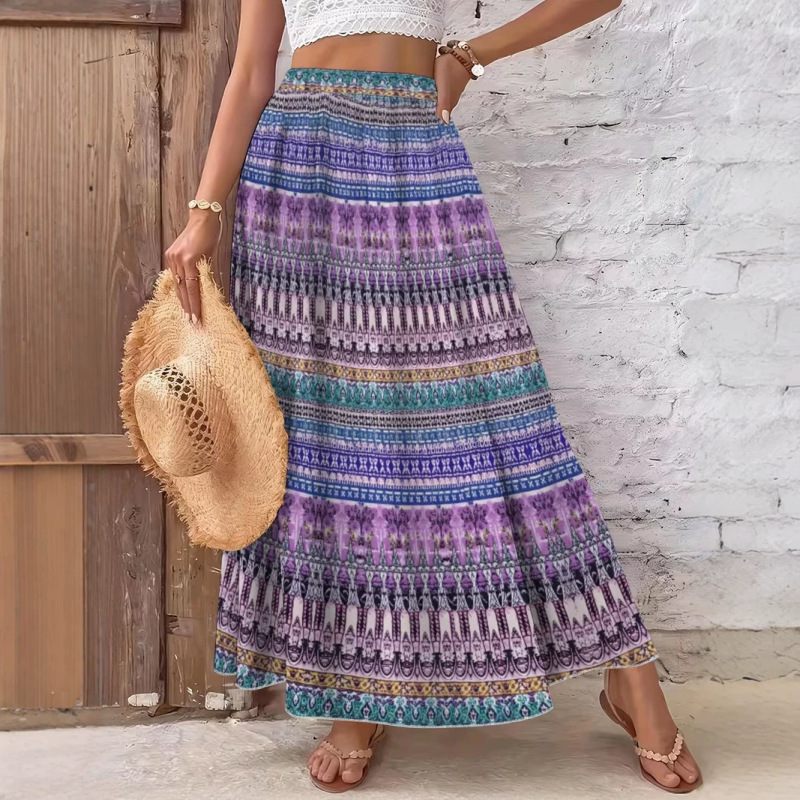 Cross-border e-commerce: European and American spring/summer bohemian-style casual midi dress, fashionable, comfortable, and versatile with 3D prints Cross-border e-commerce: European and American spring/summer bohemian-style casual midi dress, fashionable, comfortable, and versatile with 3D prints