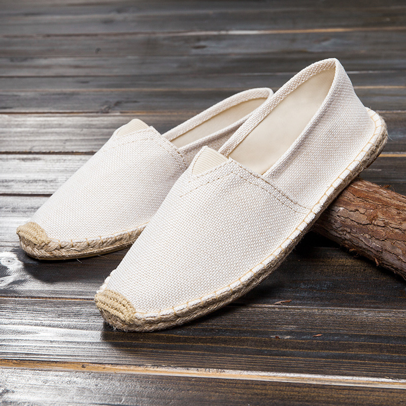 Zapatos de paja primavera y verano nuevos zapatos de pareja viejos zapatos de lona transpirables de lino de Beijing zapatos de cuerda de cáñamo de pescador perezoso zapatos de hombre