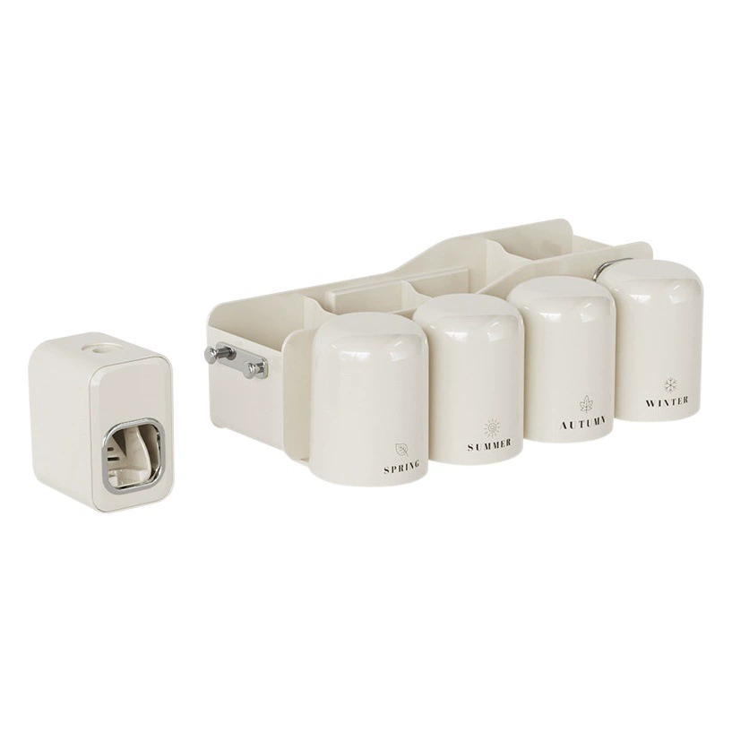 Стеллаж для хранения зубных щеток в кремового стиле Чашка для чистки рта без перфорации Настенная полка для унитаза Настенная полка