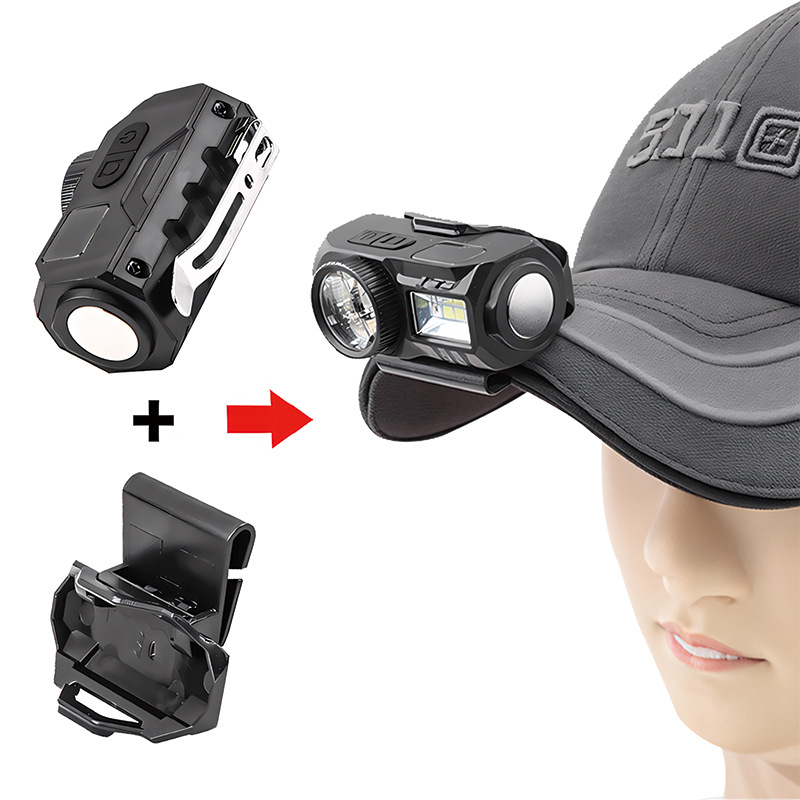 Grenzüberschreitende LED-Mehrfachlichtquelle, Lauflicht, eingebauter Akku, Digitalanzeige, Magnetsensor, kleine Stirnlampe_voghion.com