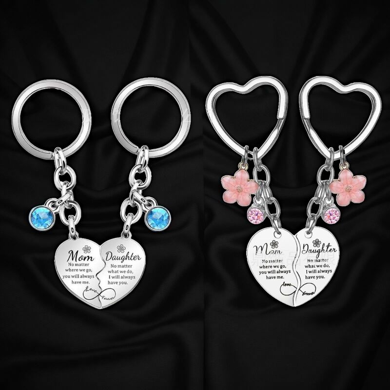 Mom, Daughter, Heart-Shaped Stainless Steel Key Ring Keychain Set, Gift for Mom, Thanksgiving, Mother's Day Gift Mom, Daughter, Heart-Shaped Stainless Steel Key Ring Keychain Set, Gift for Mom, Thanksgiving, Mother's Day Gift