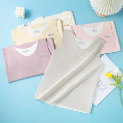 Autumn and winter girls' down jacket warm vest round neck patch belly guard children's big child inner wear undershirt vest underwear women 