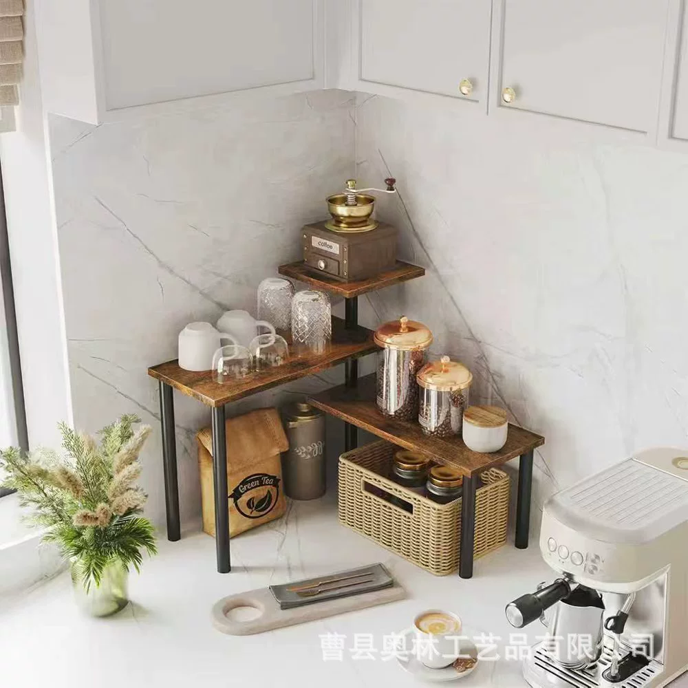 Cross-border kitchen countertop corner multi-layer seasoning storage rack multi-function bathroom corner storage rack against wall
