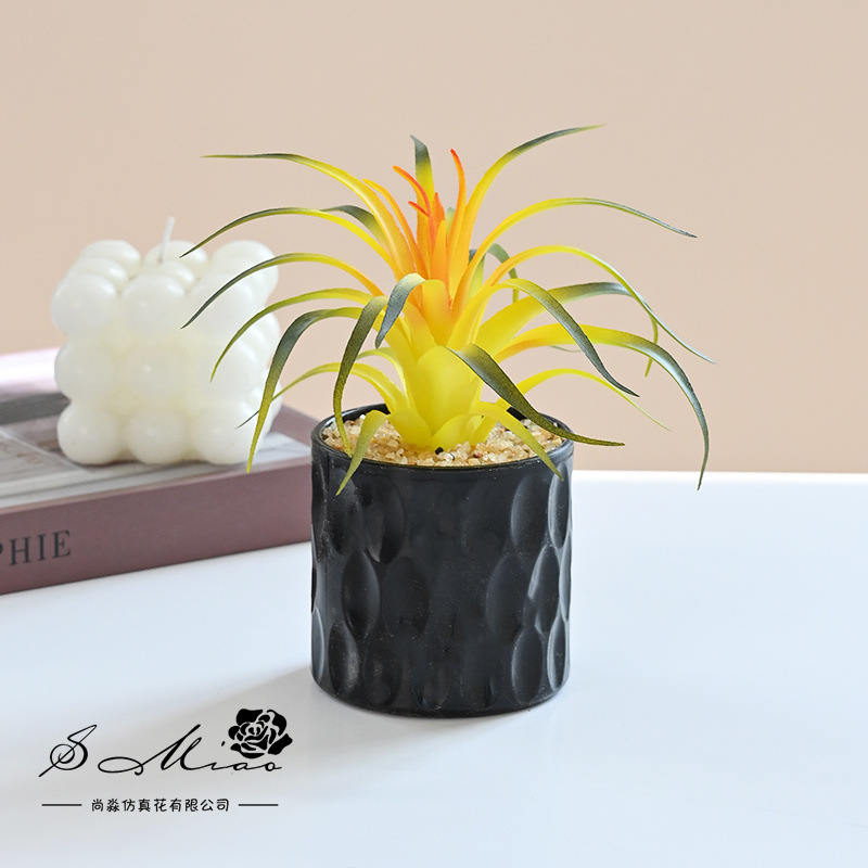 Flores falsas, bonsái pequeño suculento artificial, adornos interiores modernos y creativos, flores artificiales, plantas en macetas de una sola pieza image 25
