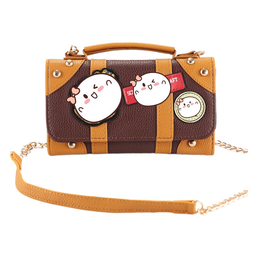 Harry moda bolsa de la cadena retro marrón costura contraste color cartera Hogg película magia hombro crossbody cartera onda femenina