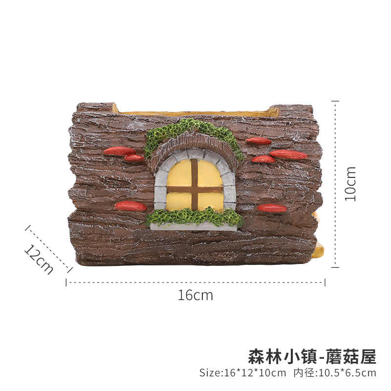Chậu cây mọng nước hình gốc cây resin, chậu mini phong cách đồng quê, trang trí sân vườn (RG-236)