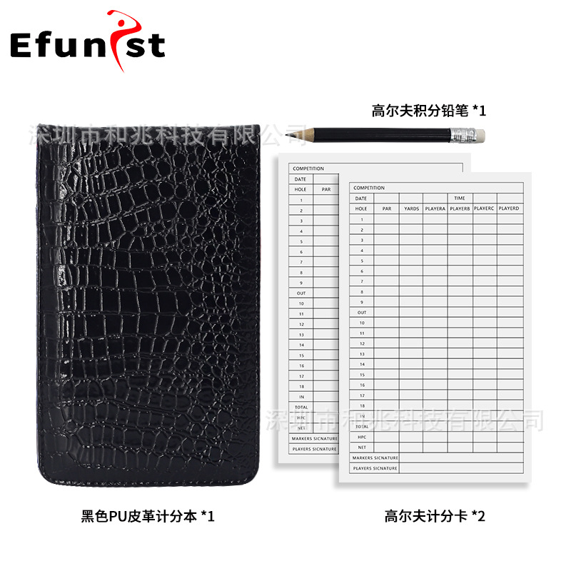 ゴルフスコアブックPUレザーワニ柄スコア帳記録球場競技スコアカード鉛筆部品セット