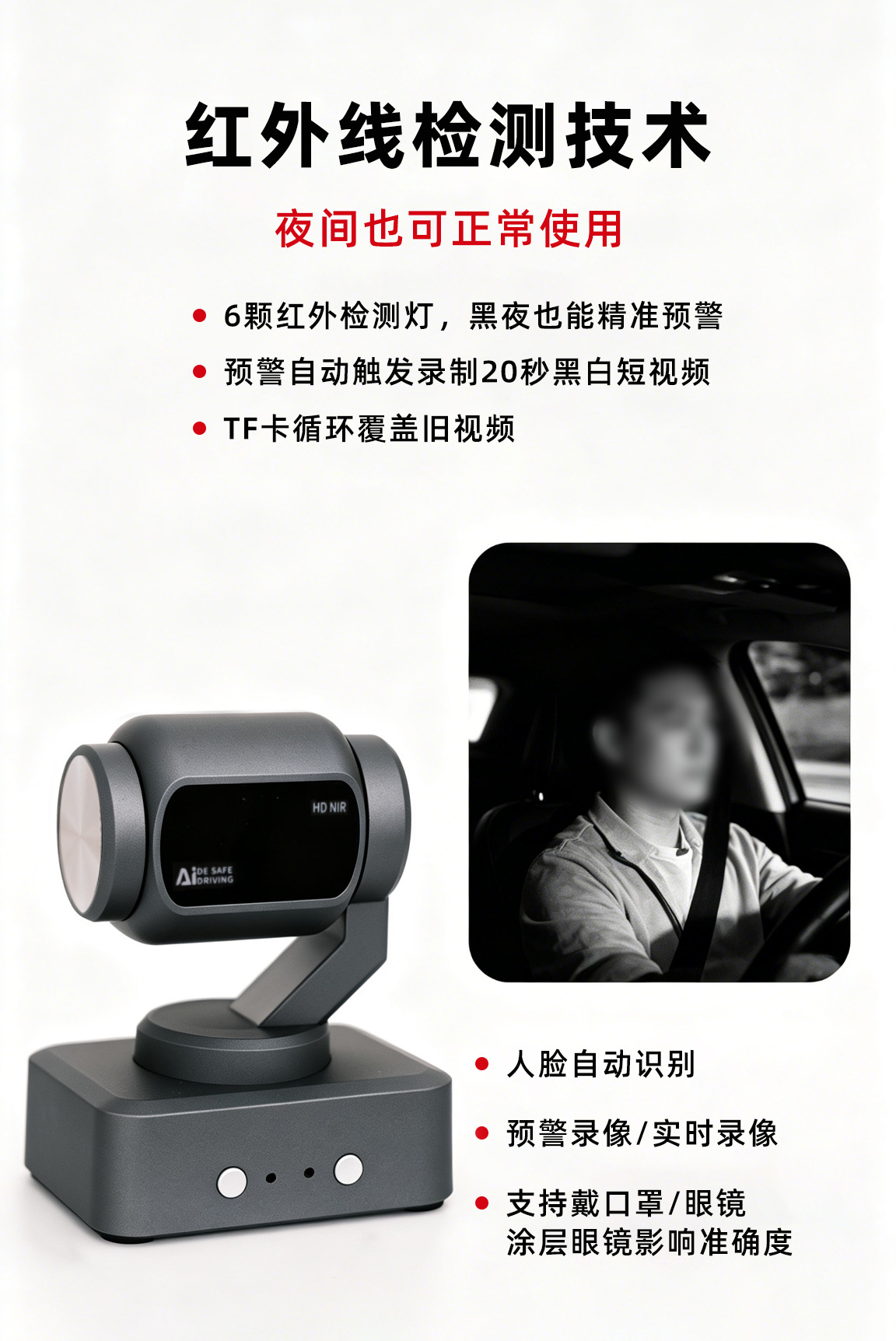 Car accessories: Anti-fatigue safety driving device, driver drowsiness alarm, long-distance driving gadget, new model with cloud platform