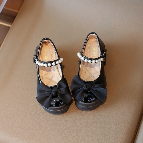 Girls' Lolita Bow-Knot Leather Shoes—Autumn Style Children's Princess Shoes, Student Pearl Mary Jane Loafers