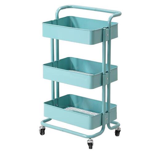 New iron plate storage shelf bathroom small cart, movable simple kitchen organization rack living room storage trolley
