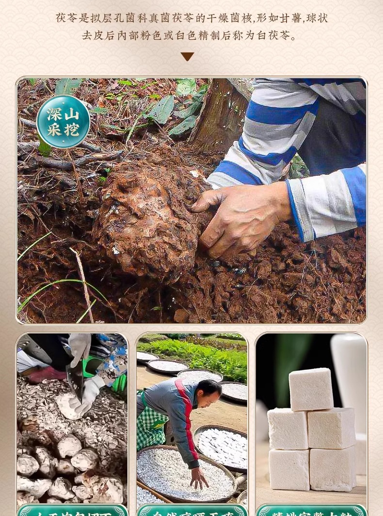 Dried Yunnan Poria Cocos Cubes 500g Fu Ling Traditional Herbal Decoction Pieces key features