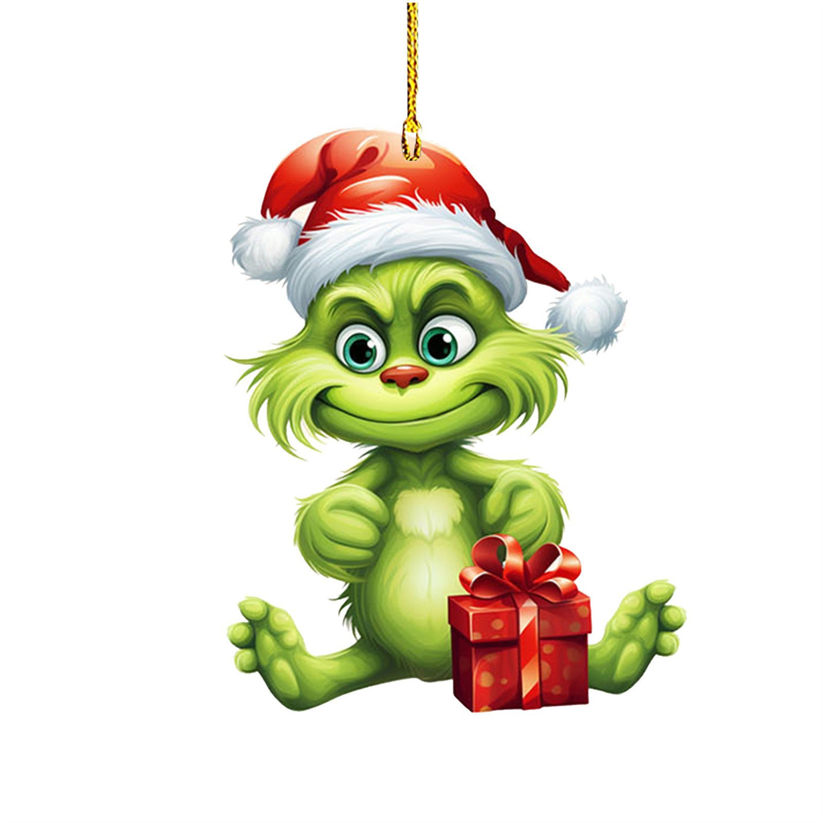 Nuevo producto transfronterizo: Colgante de coche de dibujos animados de hombreito verde para niños, decoración para árbol de Navidad y hogar.