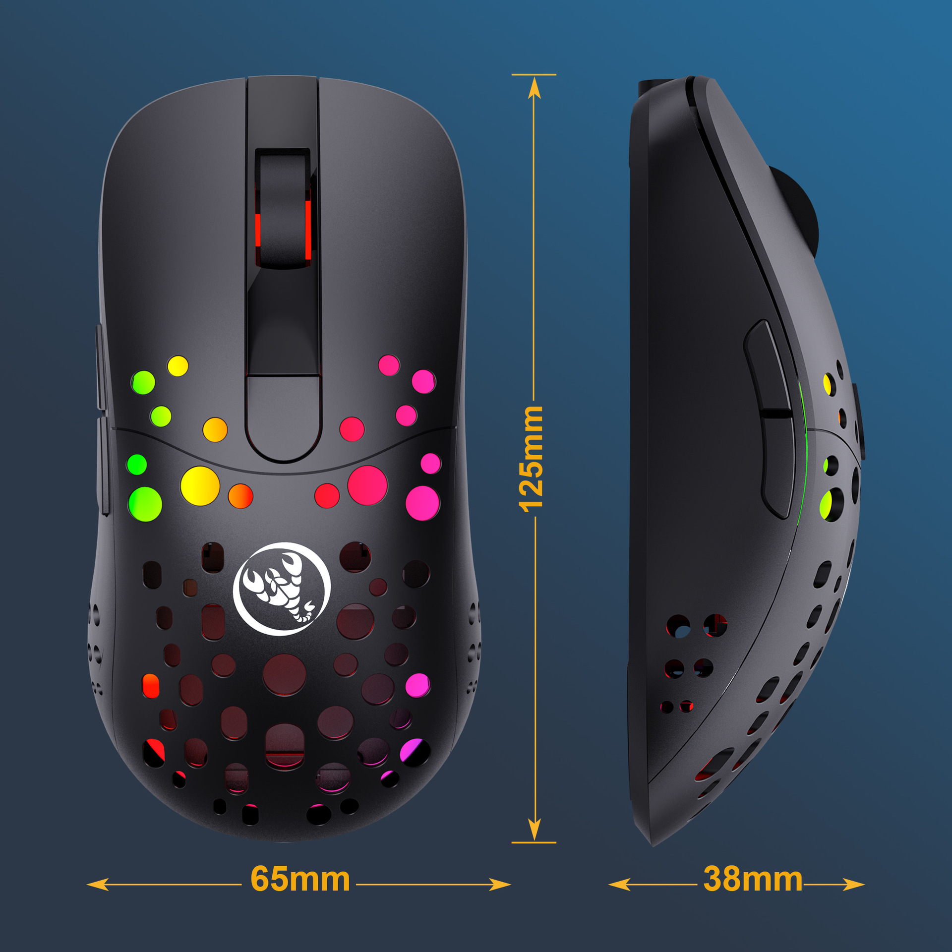 T100 kabelgebundene kabellose 2,4G Dual-Mode-Maus mit Aufladung 550MA Akku RGB leuchtend 6D programmierbar_voghion.com