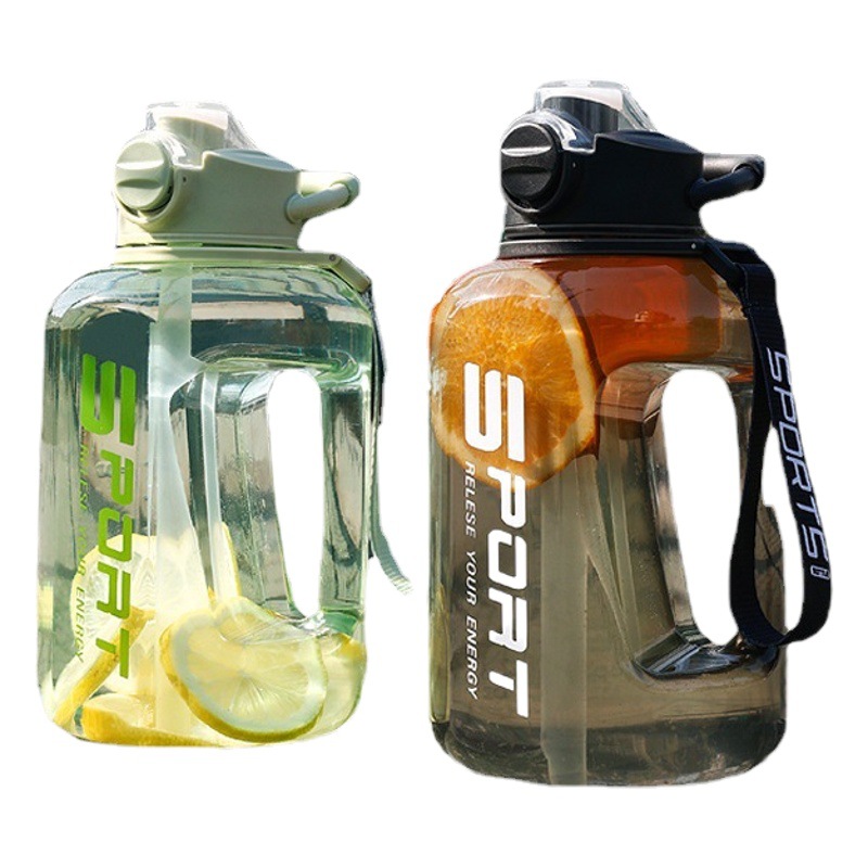 Botella de agua de gran capacidad, tipo cubo, para exteriores, de plástico, para fitness, deportes, con pajita, venta al por mayor image 1