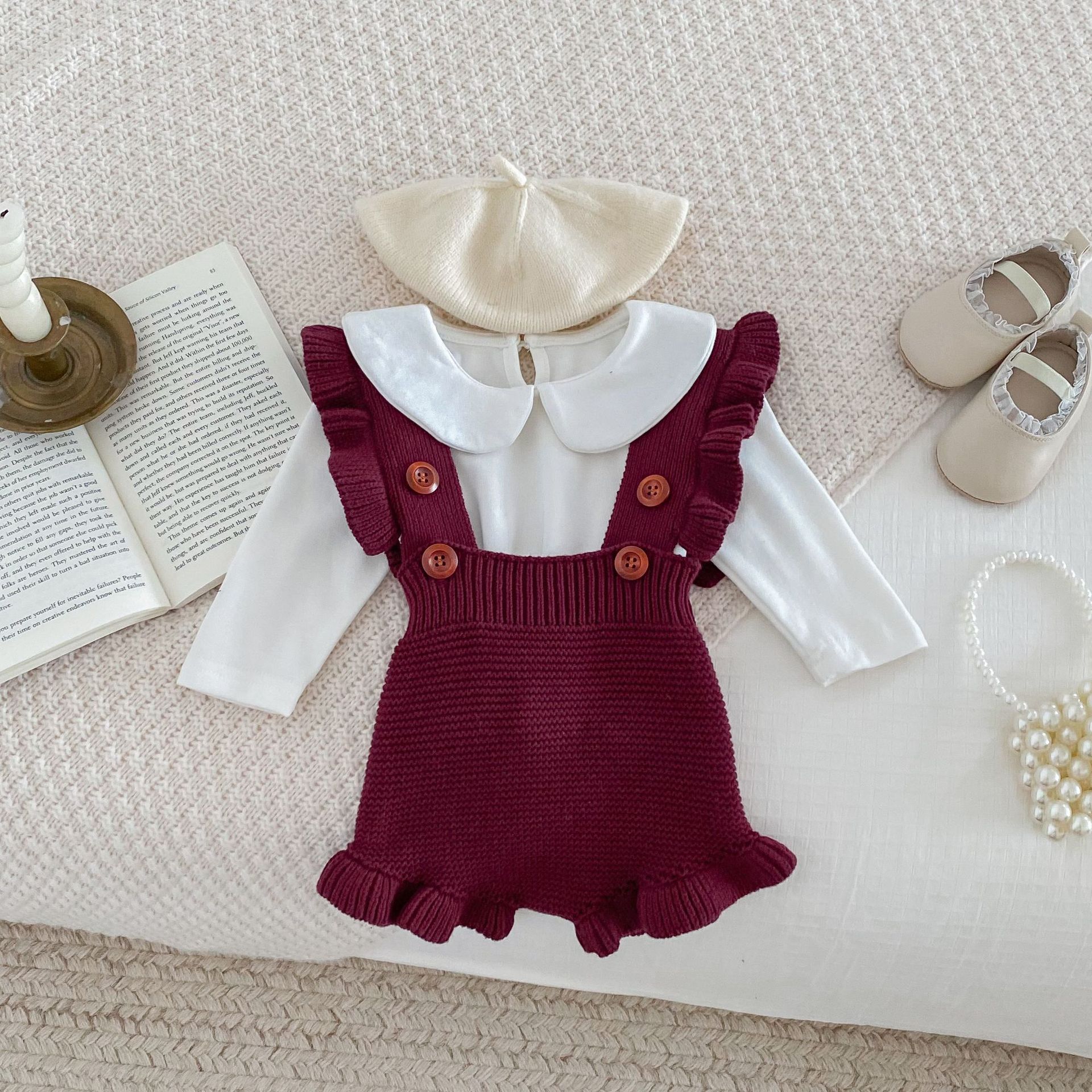 96g Weight Romper Children's Clothing Type Shorts Pants Length Cotton Fabric Type Mid Waist Waist Line Baby(0-2Years) Age Group Holiday, Daily, Selfie Occasion Regular Fit Fit Type Solid Color Pattern Spring, Autumn Season Baby Girl'S Gender Elegant, Cute Style Elegant Cute Solid Color Cotton Pants & Leggings 1