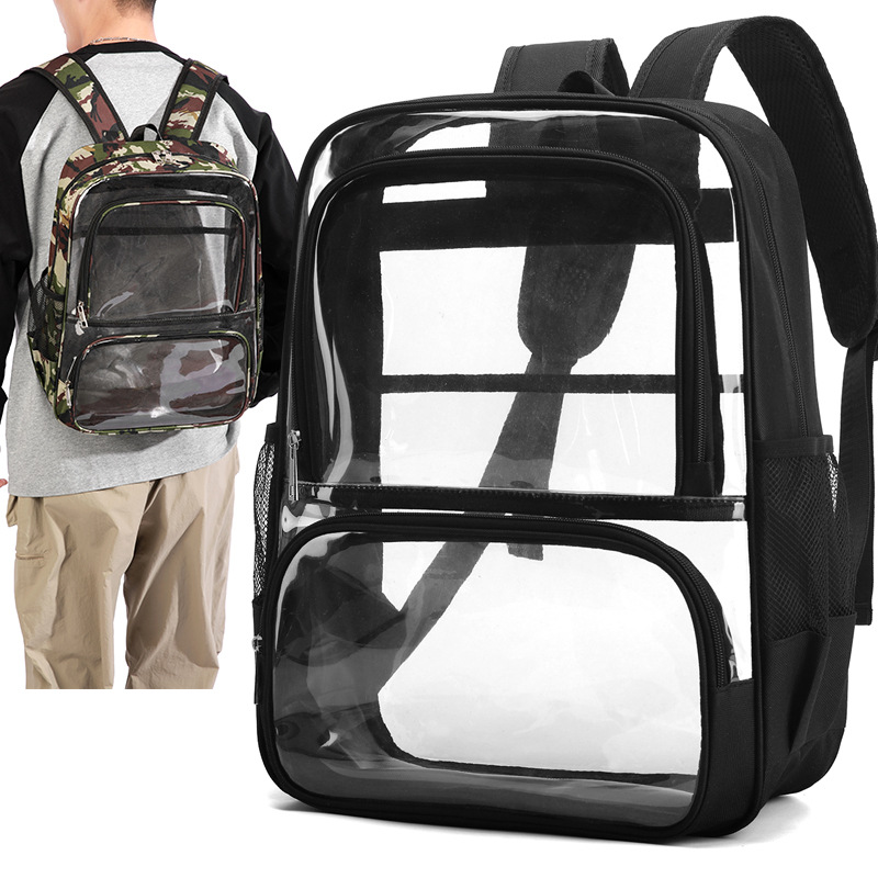 Cross-Border Amazon Anti-Peeping Transparent Bag with Multiple Pockets and Large Capacity, Transparent School Bag, Stadium Transparent Backpack