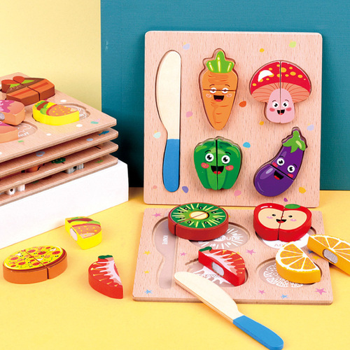 Factory direct sales wooden Velcro stickers for vegetables and fruits, kitchen toys, children's play house, early education