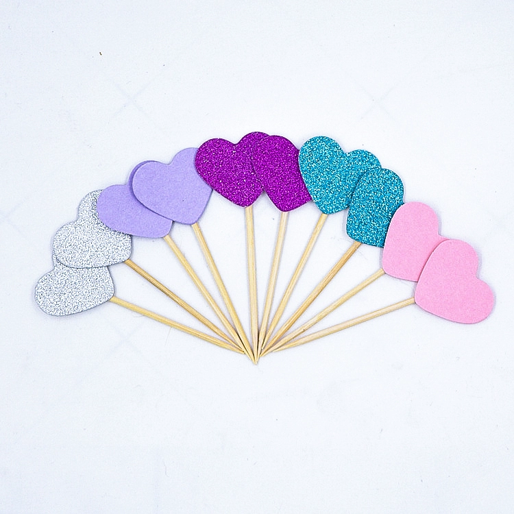 Cake topper heart picks, assorted red/rose and mixed sets, multiple pack sizes (70–100 pcs)
