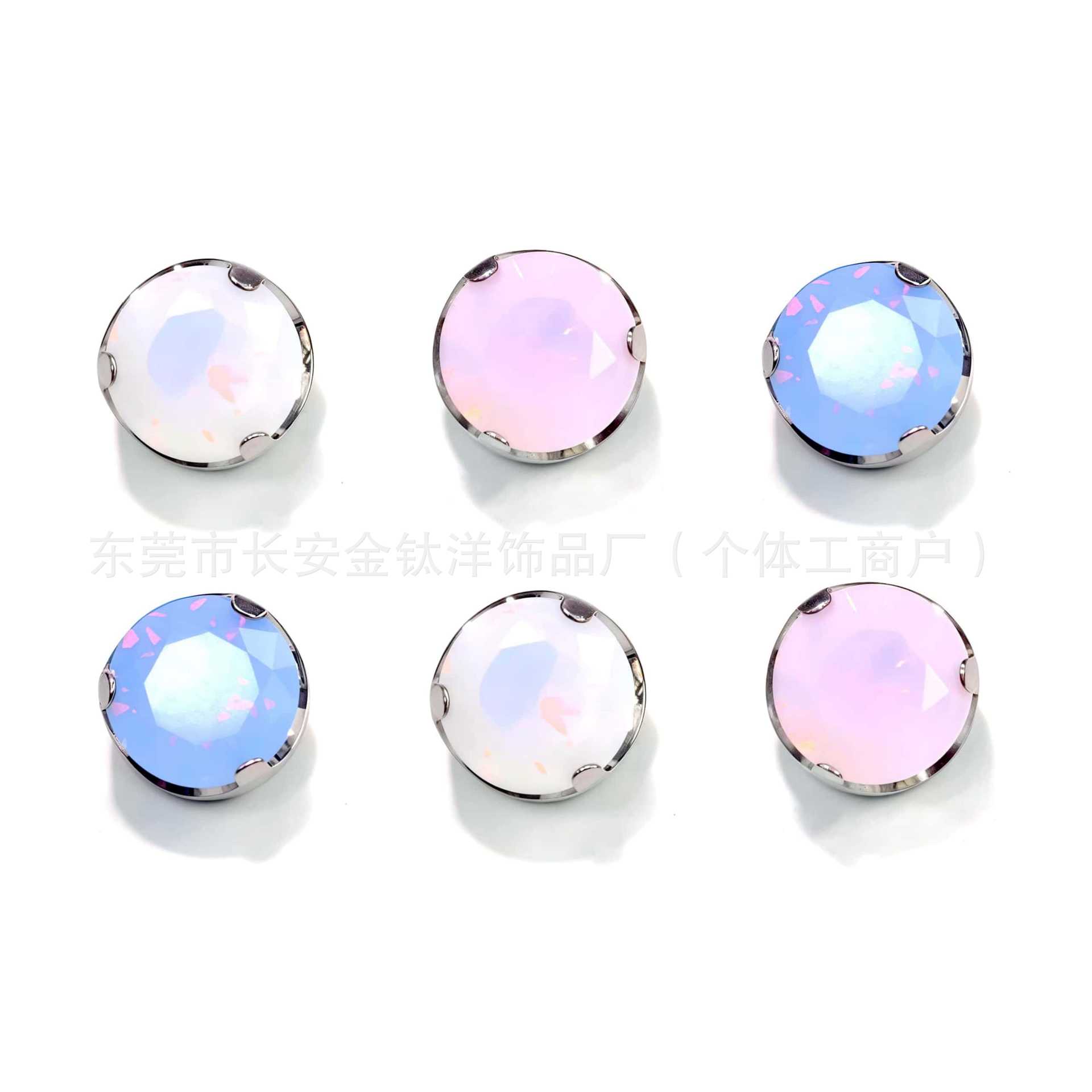 F136 Titanium Three-Prong Inlaid Opal Earrings Lip Studs Ear Bone Studs Body Piercing Jewelry G23 Titanium Alloy detail image 8
