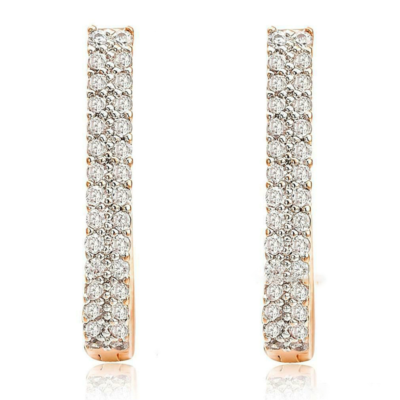 Sparkling U-shaped Drop Earrings French Style Textured Jewellery_voghion.com
