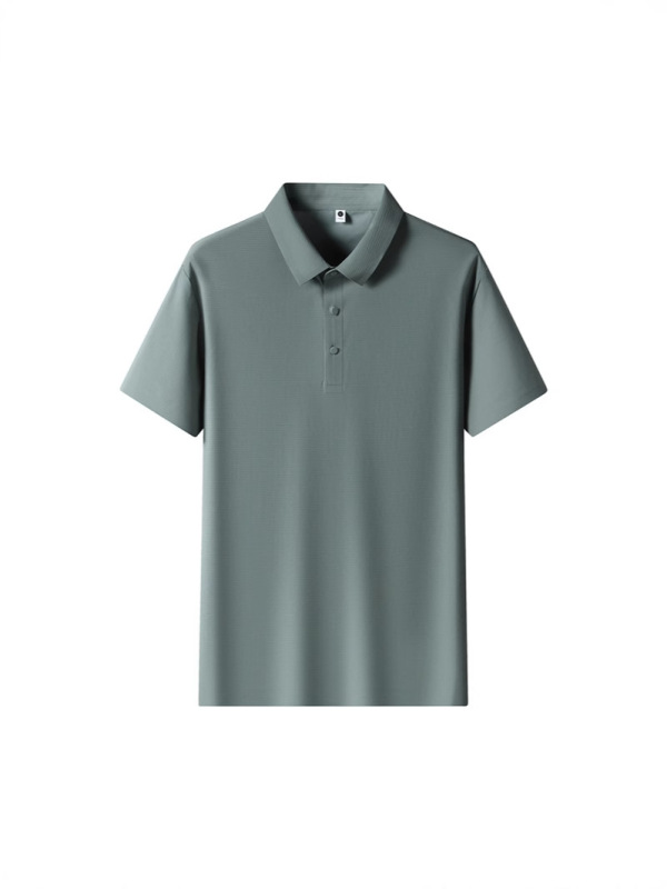 2025 新しいルーズ夏のファッション Tシャツメンズビジネスアイスシルク半袖ラペルシームレスラミネートポロシャツ|undefined