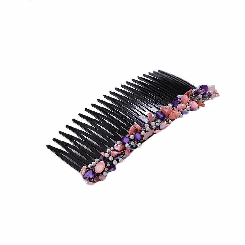 Comercio exterior nuevo color piedra diadema de color floral diamante plástico peine pelo roto acabado artefacto estilo coreano elegante peine del pelo