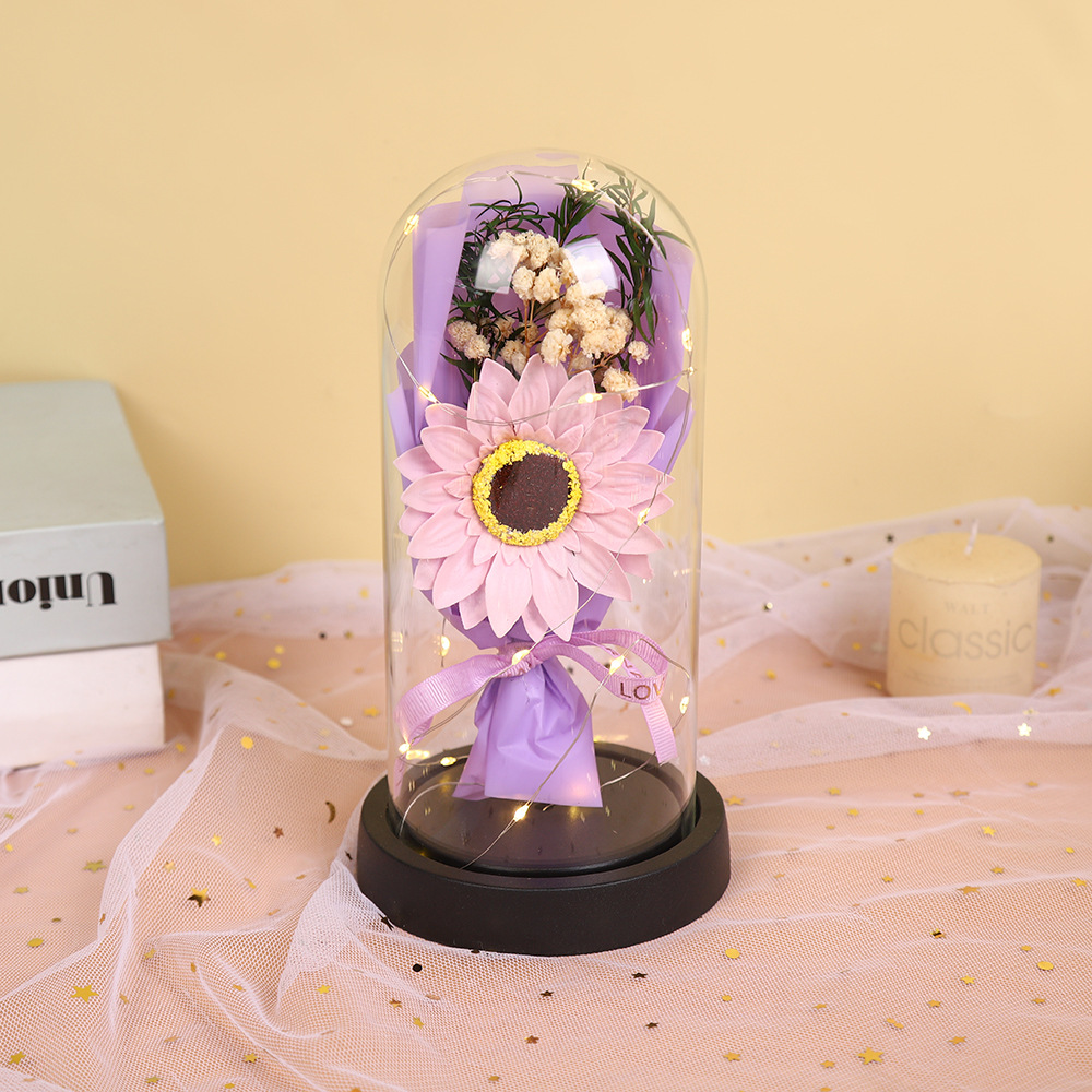 Fábrica al por mayor 520 regalos de día de San Valentín copa de vidrio eterno flores de jabón de rosas para enviar adornos exquisitos para amigos