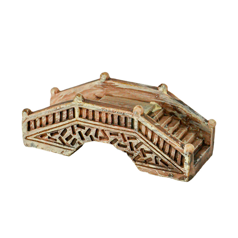 Micro paisaje miniatura puente paisaje árbol pila PVC muelle escritorio creativo decoración acuario natación peces pequeño puente pecera