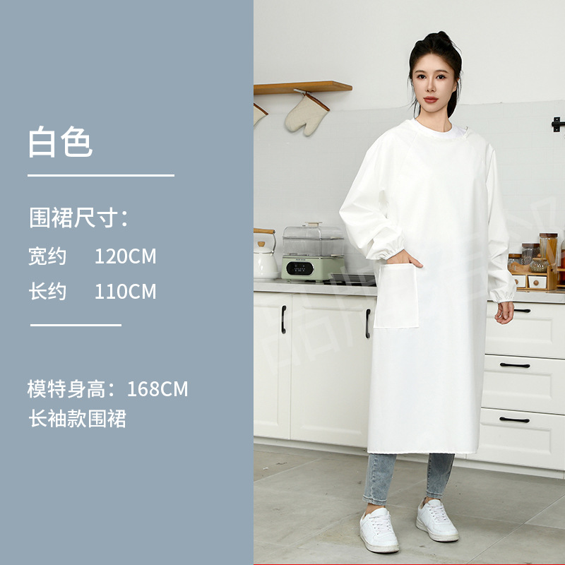 Blanco impermeable abrigo de manga larga XL