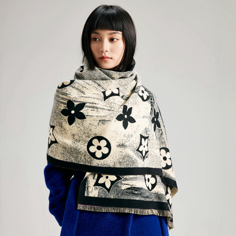 Nuevo bufandas de cachemira de cinco puntas de moda femenina retro torre de París otoño y invierno calentamiento largo chal grueso