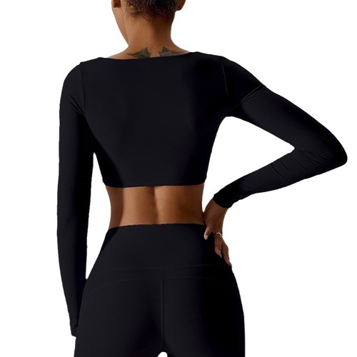 Euramerican winter slimming long-sleeved yoga cover-up outdoor sports T-shirt running bare feel fitness top for women OK17