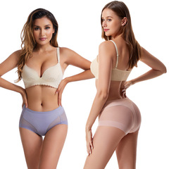 Foreign trade thin mid-waist women's briefs, waist-raising butt-lifting underwear, mesh breathable cotton underwear, women's underwear, waist and body shaping