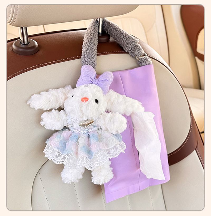 New Cute Doll Car Tissue Box Creative Car Seat Back Hanging Tissue Box Decorative Car Tissue Hanging Bag