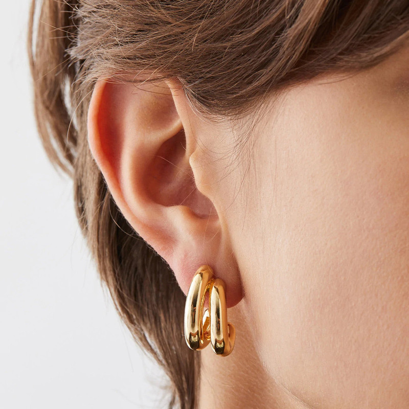 Luo Chen Cross-Border Best-Selling European and American Style Ins Influencer Picks C-Shaped Earrings Double-Layered Heavy-Duty Niche Earrings and Ear Accessories Luo Chen Cross-Border Best-Selling European and American Style Ins Influencer Picks C-Shaped Earrings Double-Layered Heavy-Duty Niche Earrings and Ear Accessories