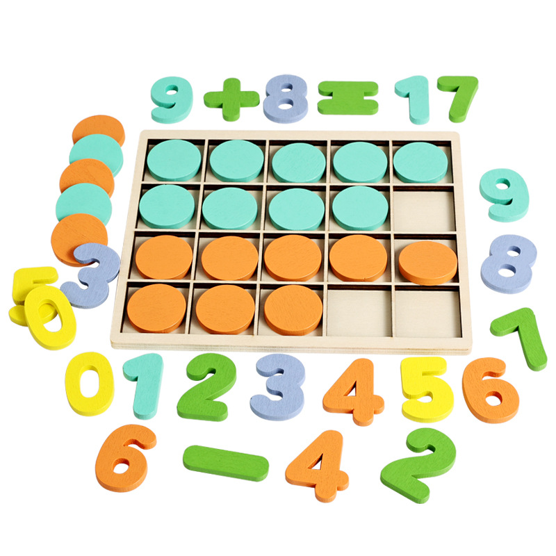 Educación temprana para niños Monty iluminación matriz cuadrada digital madera color 0 - 9 matemáticas rompecabezas disco ayuda de enseñanza para jardín de infantes
