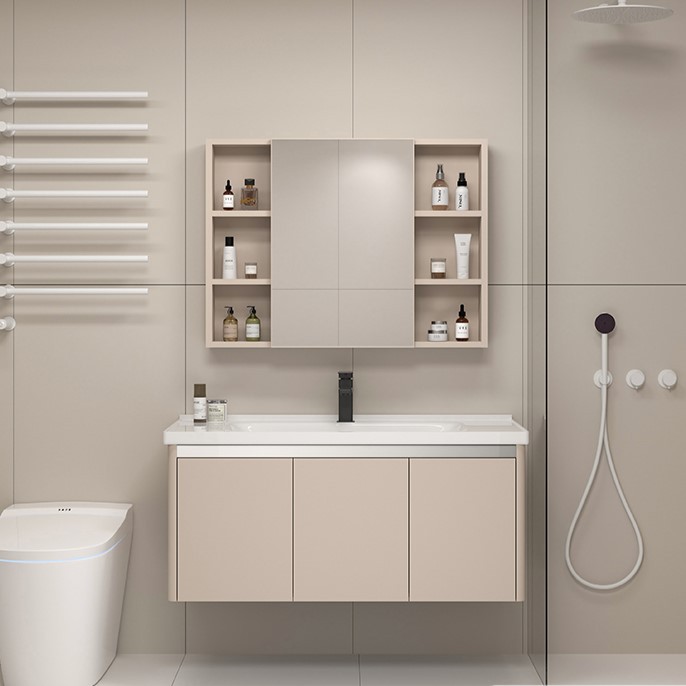 Nuevo gabinete de baño de aleación de aluminio lavabo de cerámica lavabo de baño integrado lavabo lavabo gabinete de lavabo